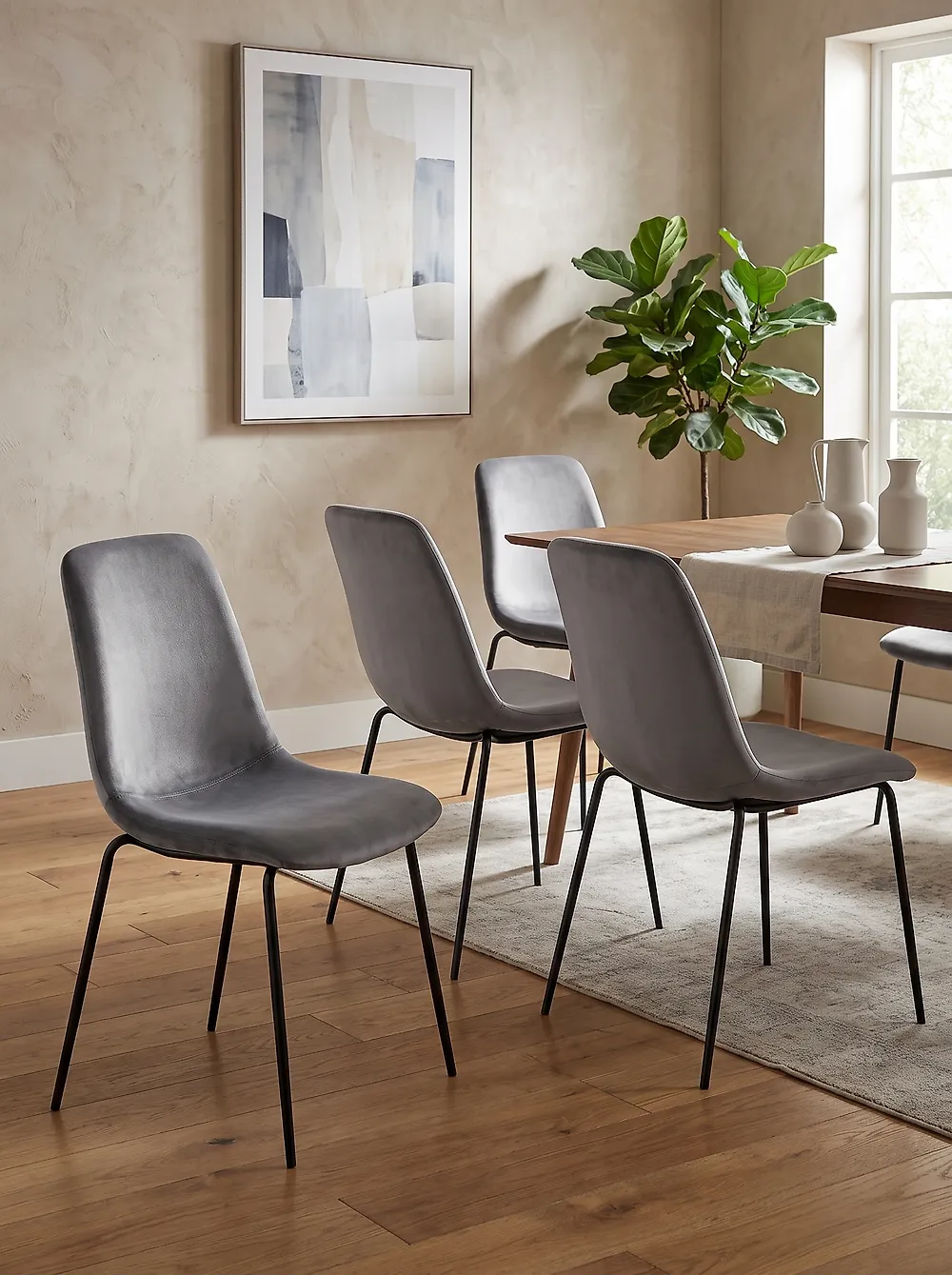 Set of 4 Dining Chairs TILLER Fabric Grey_1173518