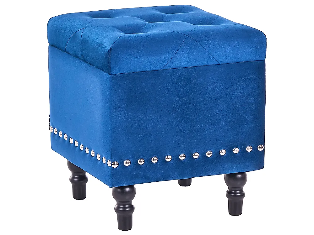 Storage Pouffe LORETTO Velvet Dark Blue