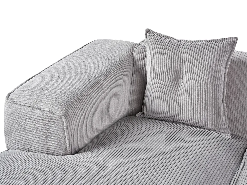 Corner Sofa 3 Seater DOLVA Corduroy Light Grey Right Hand_976312