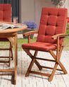 Set of 2 Garden Chairs with Cushions MAUI PREMIUM Acacia Wood Red