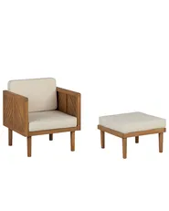 Garden Armchair with Ottoman BARATTI Acacia Wood Brown_830625