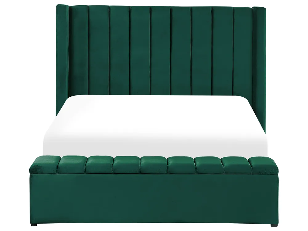 Waterbed with Storage Bench NOYERS Velvet Green 140 x 200 cm (EU Double)_915256