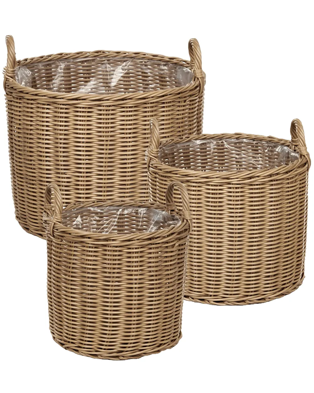 Set of 3 Wicker Planters PENDULA 33/37/45 cm PE Rattan Natural
