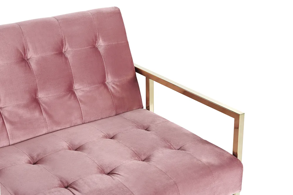 Sofa Bed 3 Seater MARSTAL Velvet Pink_796253