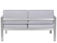 Trädgårdsbänk med dyna SALERNO 142 cm Metall Ljusgrå_679479