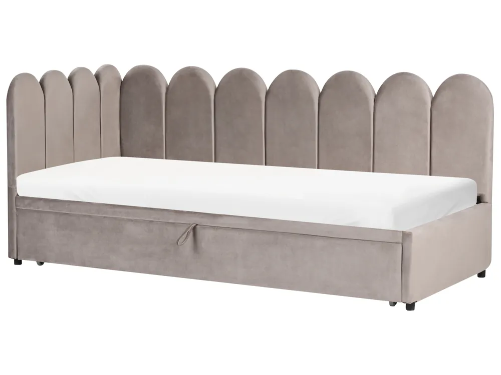 Utdragbar säng Sammet TERROU 90 x 200 cm Taupe_1081403