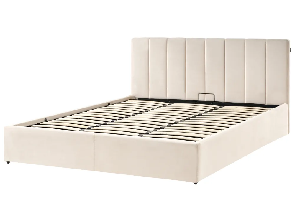 Ottoman Bed DREUX Velvet Light Beige 180 x 200 cm (EU Super King)_1012280