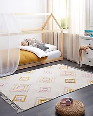 Rug LASHE Off-White 140 x 200 cm Cotton_1184816