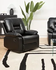 Soffgrupp med manuell reclinerfunktion 6-sits BERGEN Konstläder Svart_1060504