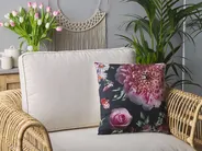 Set of 2 Decorative Cushions HEDERA 45 x 45 cm Black Floral Pattern_1078762