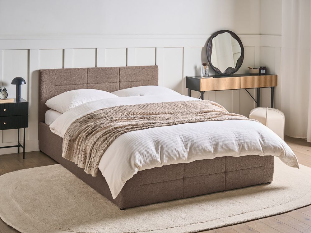 Säng med förvaring MASSOGNES Bouclé Taupe 140 x 200 cm
