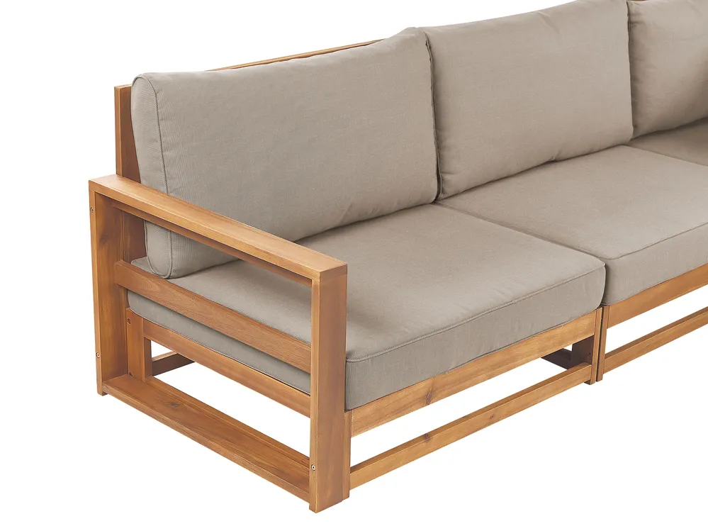 Garden Corner Sofa with Table 5 Seater TIMOR Modular Certified Acacia Wood Light Brown_905764