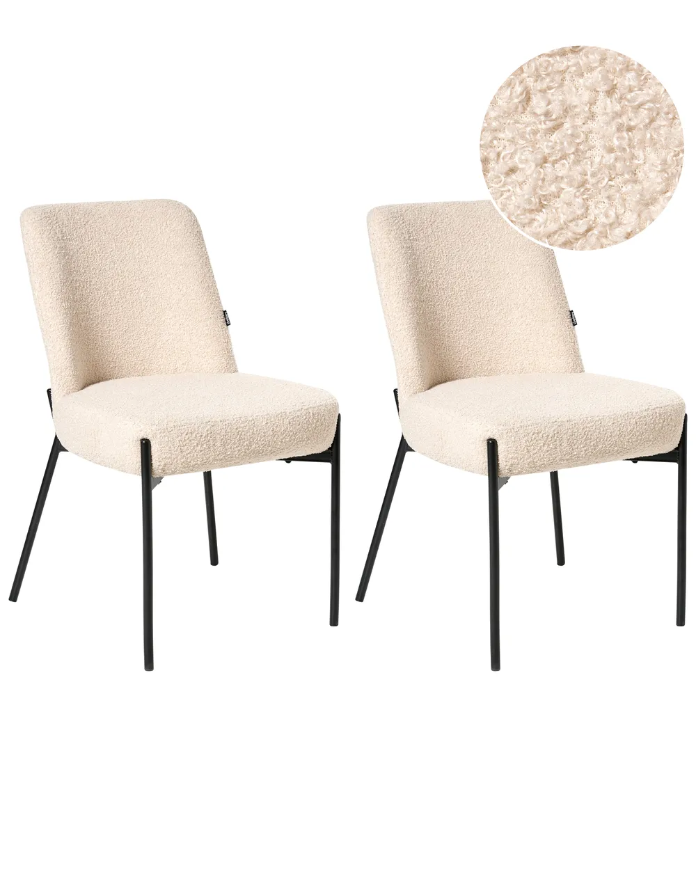 Set med 2 stolar MALIN Bouclé Ljusbeige_987070