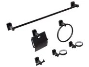 6-Piece Bathroom Hardware Set POCONE with Towel Bars and Hooks Black_989594