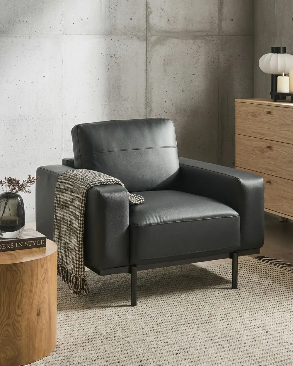 Armchair SOVIK Faux Leather Black