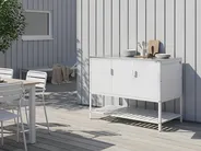 2 Piece Outdoor Kitchen Set with Bar Table MAENZA White Metal_1045053