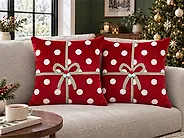 Set of 2 Decorative Cushions GUMDROP 45 x 45 cm Velvet Red Christmas Motif_1184009