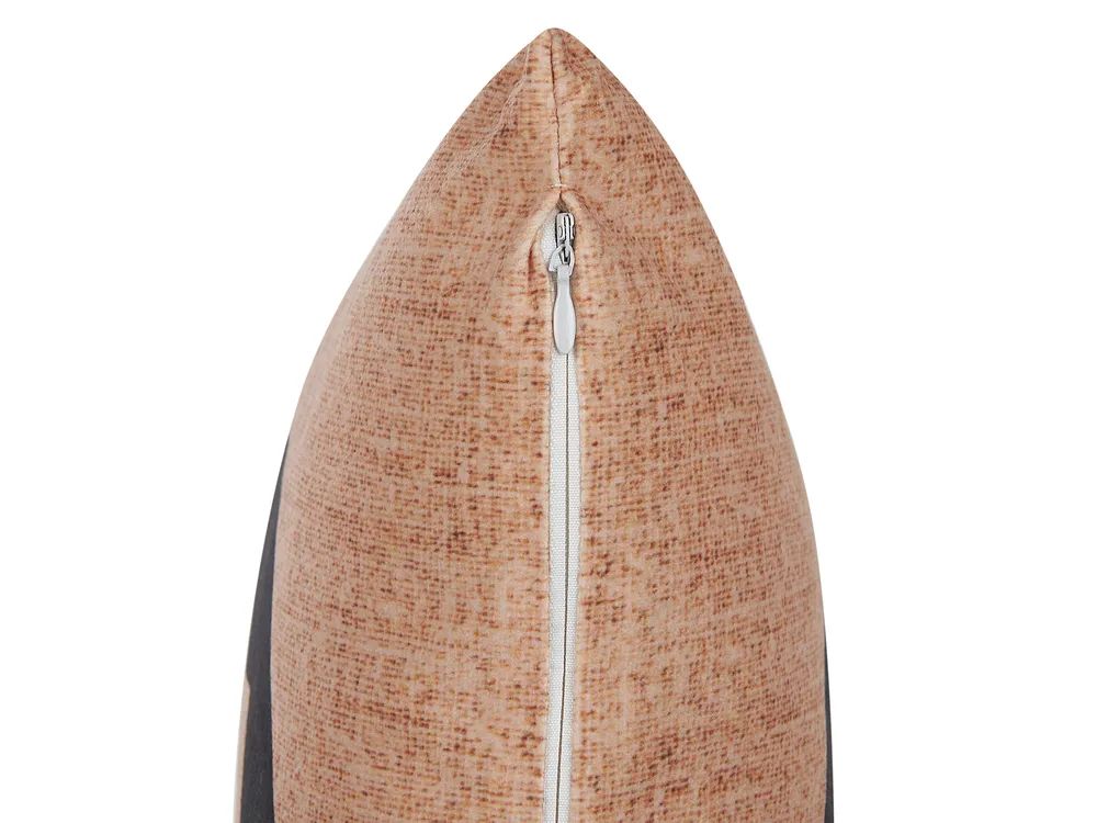 Set med 2 prydnadskuddar SEBES 45 x 45 cm Sammet Beige Abstrakt tryck_830192