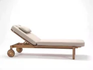 Sun Lounger with Cushion LATERZA  Reclining Certified Acacia Wood Taupe_1167988