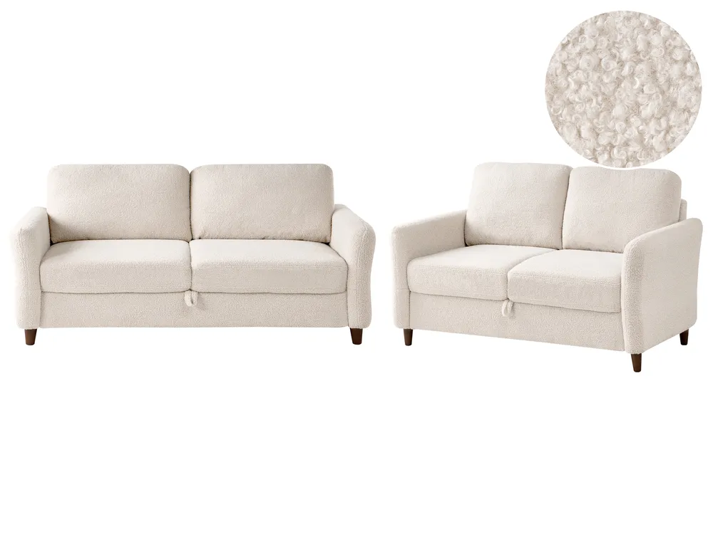 Living Room Set 5 Seater MARE Boucle Beige
