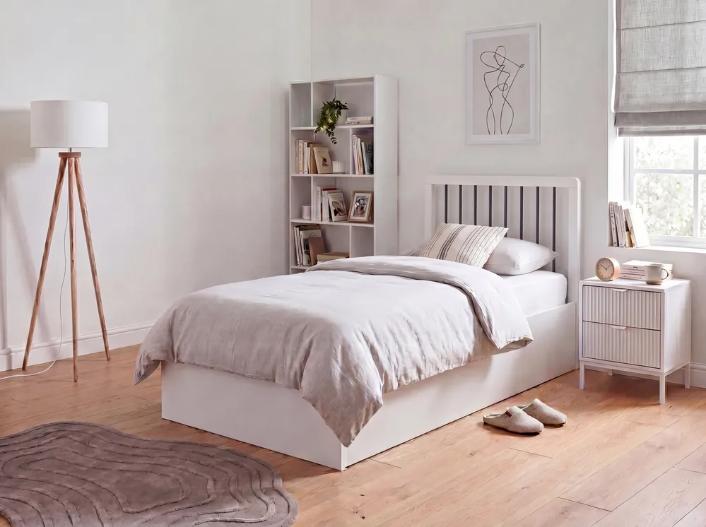 Ottoman Bed ROUVILLERS White 90 x 200 cm (EU Single)