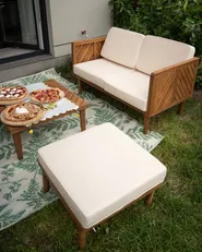 Garden Lounge Set with Table and Ottoman 4 Seater BARATTI Acacia Wood Brown_1020457