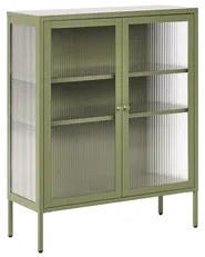 Glass Display Sideboard LERRYN 90 cm Metal Green_1069000