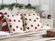 Set of 2 Decorative Cushions SUGARPLUM 45 x 45 cm Cotton Light Beige Christmas Motif_1079178