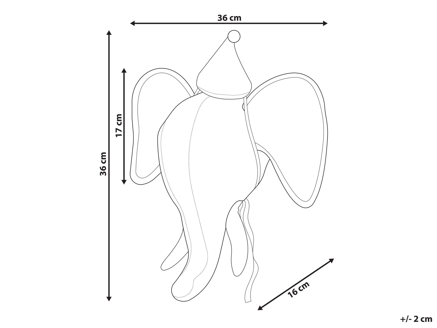 Väggdekoration för barn Elefant BADOU Bomull 36 cm Grå_848229