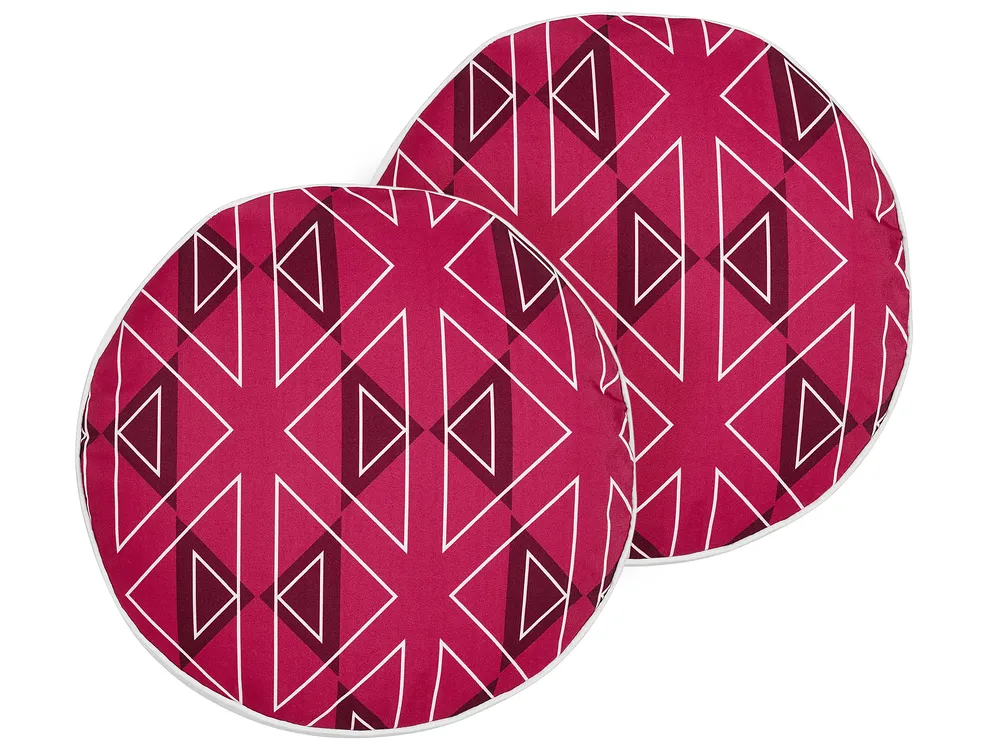 Set of 2 Outdoor Cushions MEZZANO Geometric Pattern 40 x 40 cm Pink