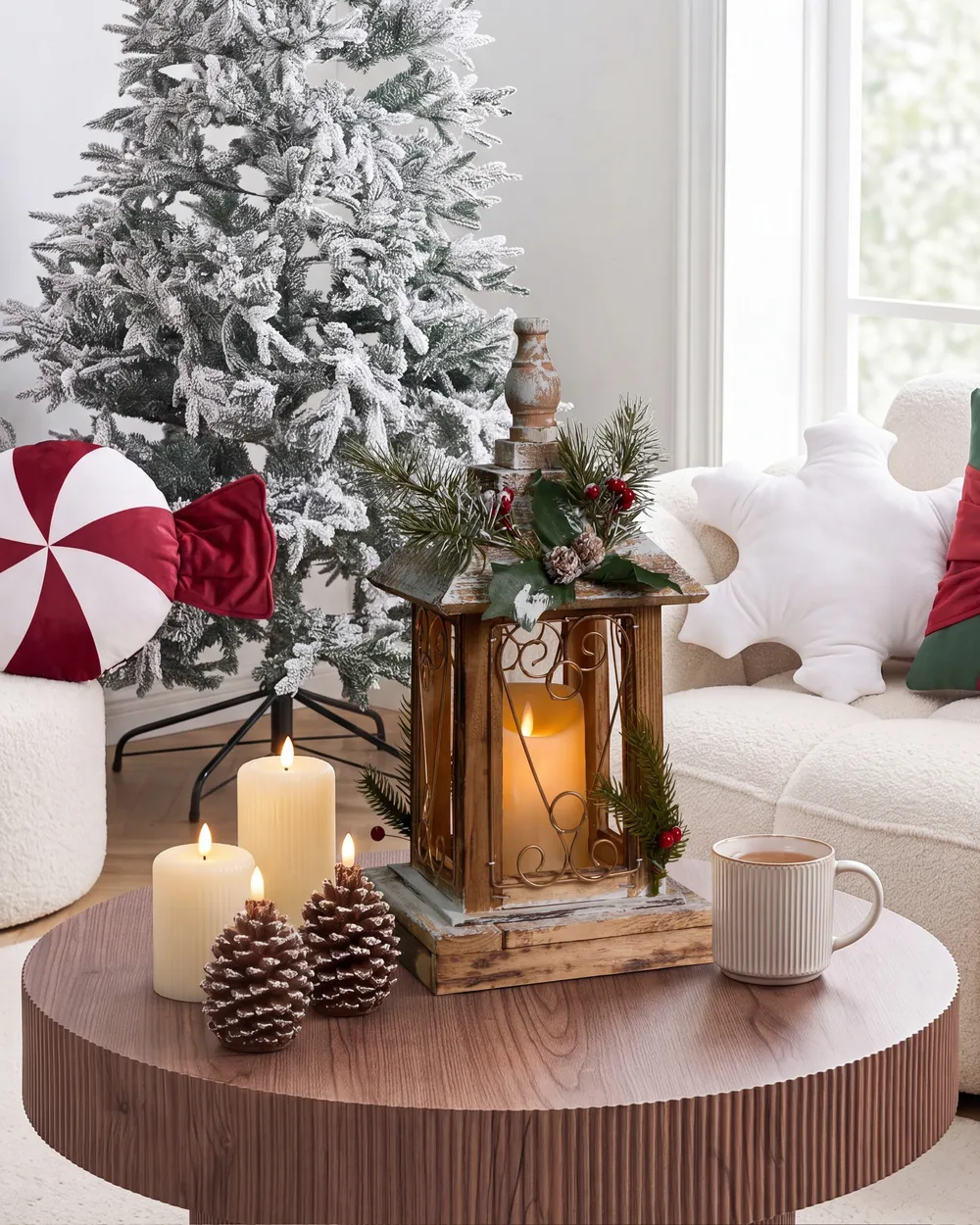 LED Lantern SAIMA 40 cm Christmas Motif Dark Brown