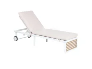 Sun Lounger with Cushion VERDELLO Reclining Metal Beige_1078557