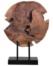 Dekorativ figur Fisk PLAICE FISH Teaktre Brun_758911