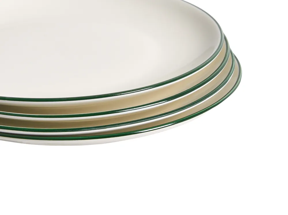 Set of 12 Dinnerware CUMIN Porcelain Off-White/ Green_1061464
