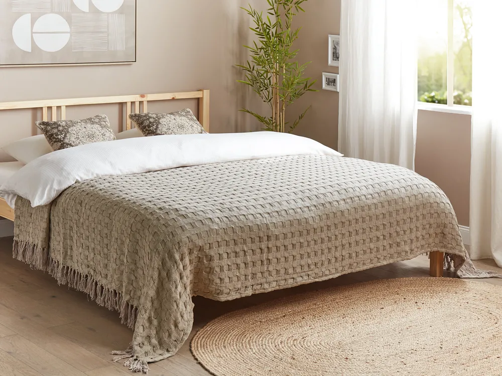 Bedspread BERE Cotton 220 x 240 cm Taupe