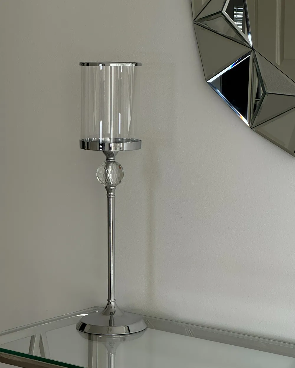 Candle Holder COTUI 58 cm Glass Silver_983477