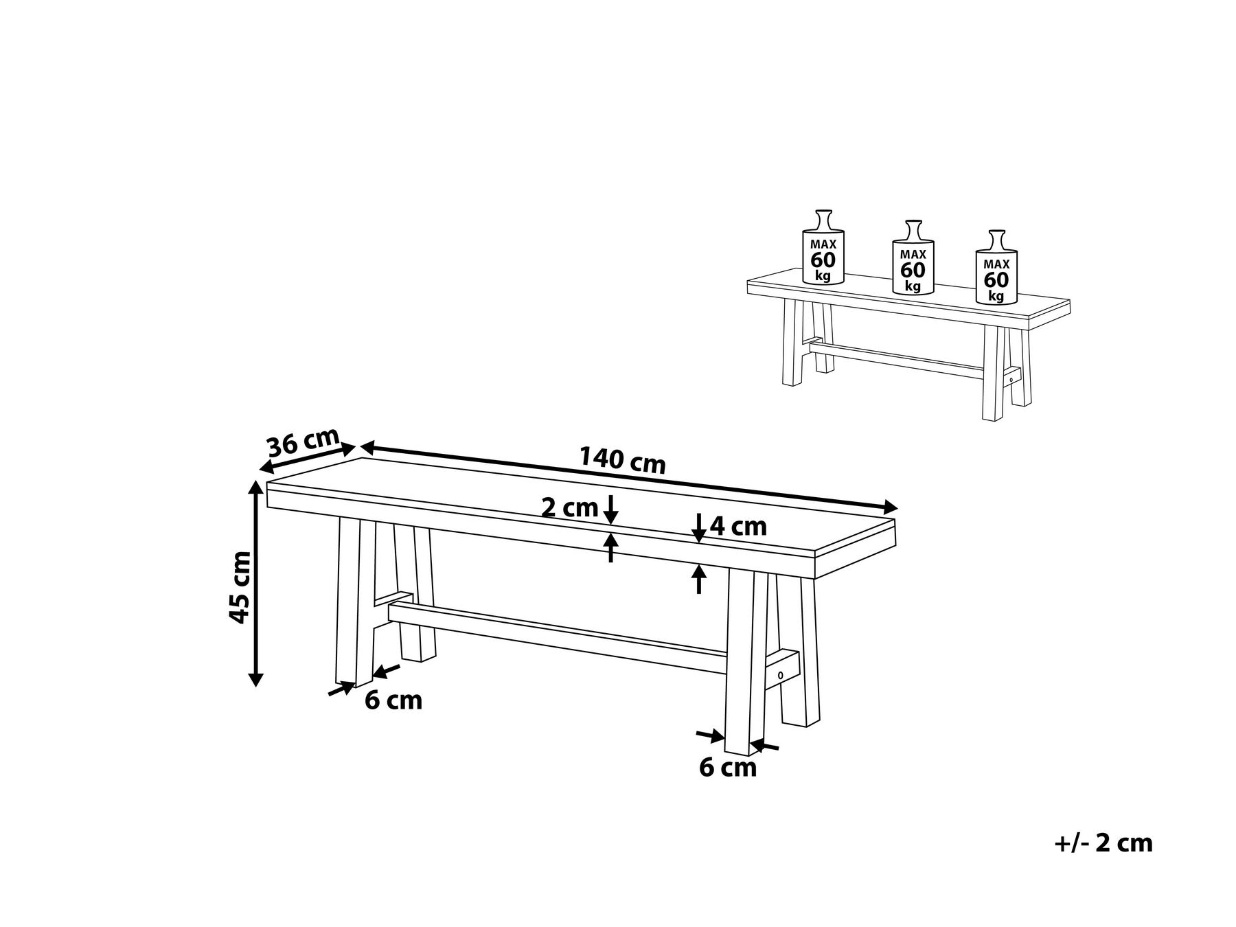 Garden Bench SCANIA 140 cm Acacia Wood Black_807630