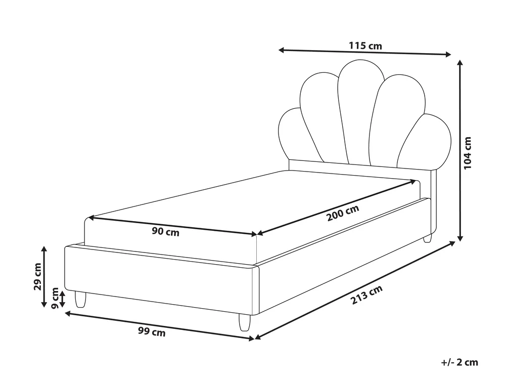 Barnsäng Snäckskal Sammet NEULISE 90 x 200 cm Rosa_984403
