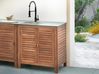 Outdoor Kitchen Cabinet with Sink BRUCOLI Brown/ Black Acacia Wood