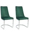 Set of 2 Dining Chairs ALTOONA Velvet Emerald Green