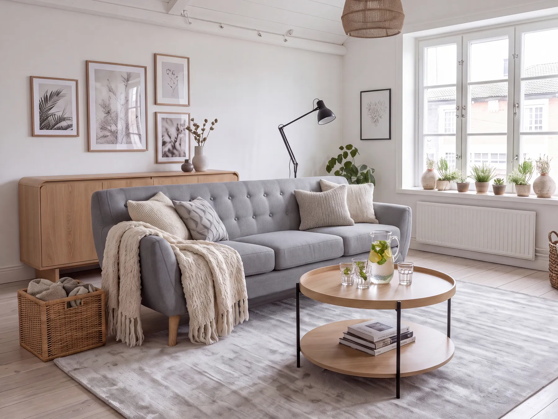 Sofa 3 Seater MOTALA Fabric Light Grey_259620