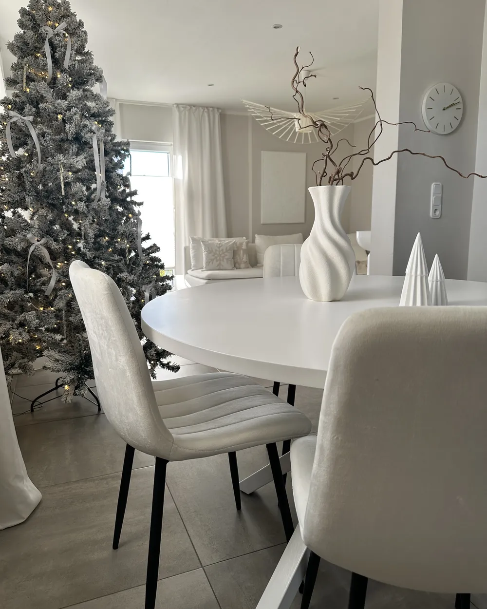 Set of 4 Dining Chairs KALISPELL Velvet Off-White_955880