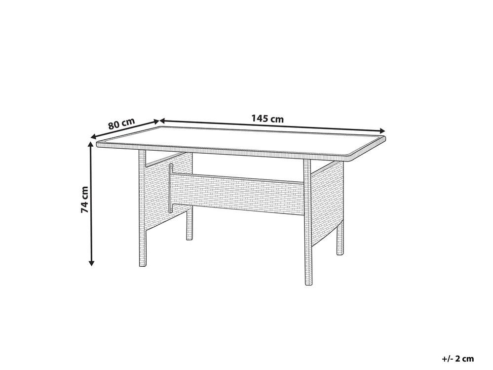 Trädgårdsmatbord VITERBO 145 cm 80 cm Glas Ljusgrå_862756
