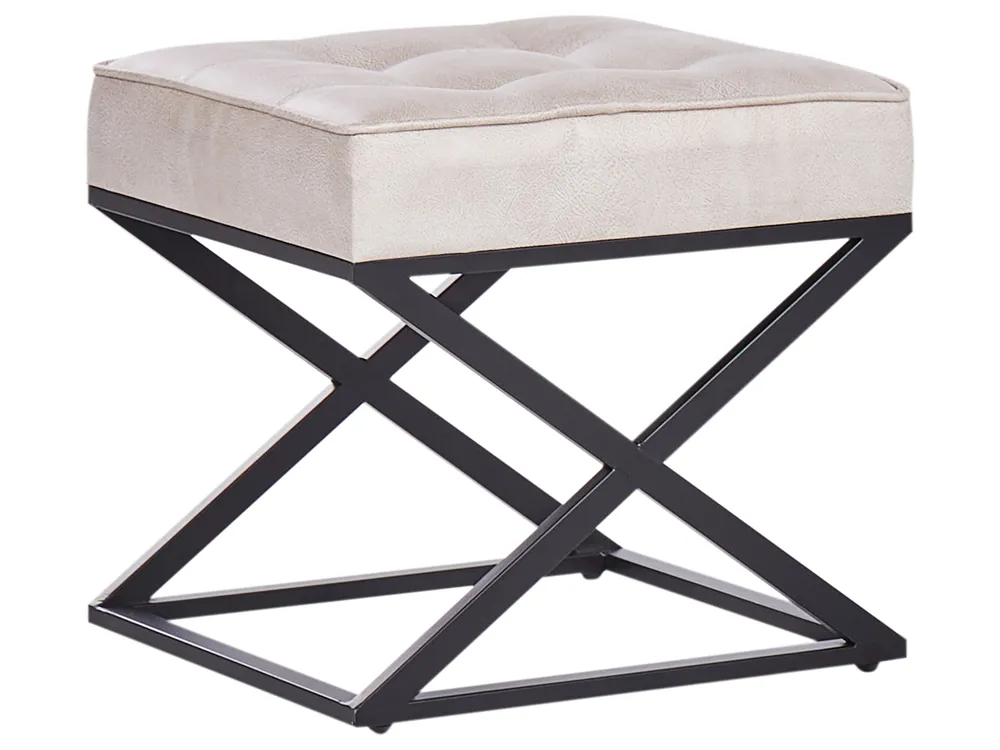 Footstool MURDO Faux Leather Beige