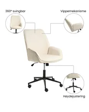 Kontorstol CASTILE Imitert lin Off white_1072503