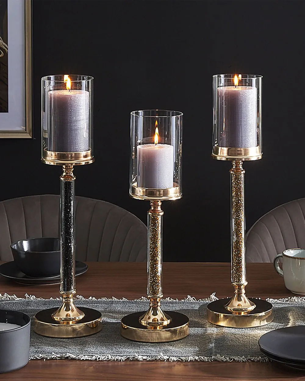 Candle Holder ABBEVILLE 41 cm Glass Gold