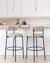 Set of 2 Bar Chairs ALLISON Boucle Light Beige