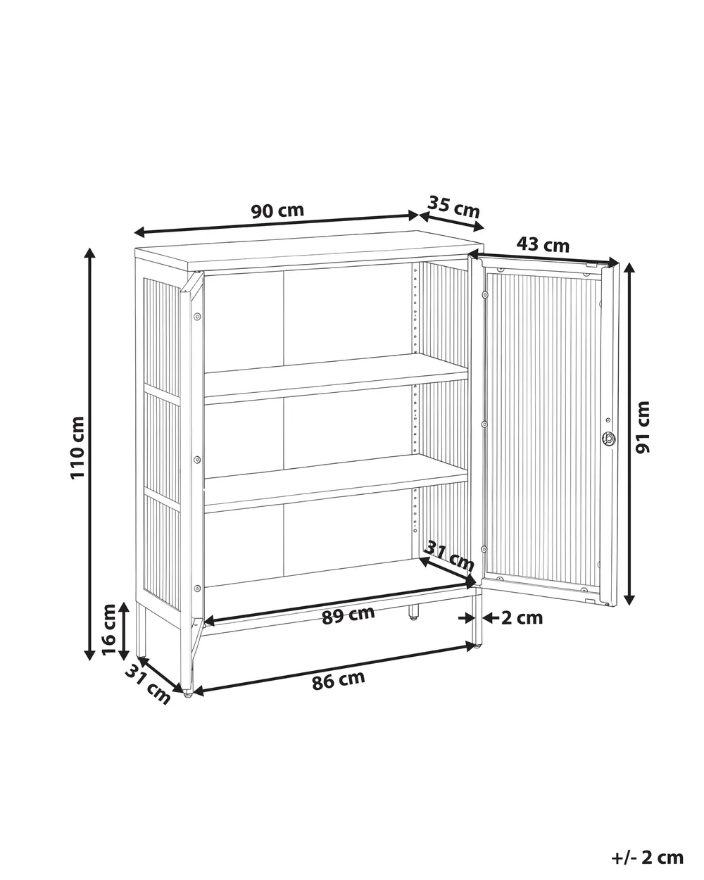 Vitriini HARLYN  90 cm Metalli Persikka_1160816