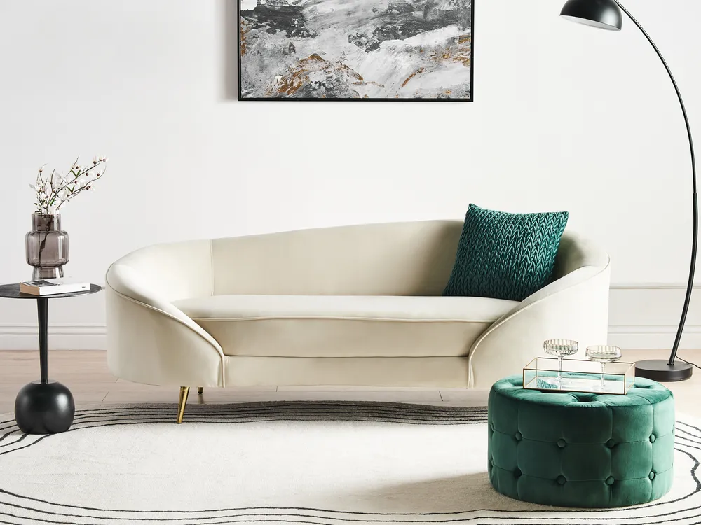 Sofa 2 Seater SAVAR Velvet Light Beige