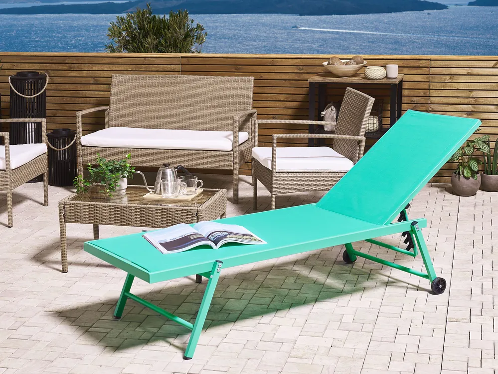 Sun Lounger PORTOFINO Reclining Metal Turquoise_828455
